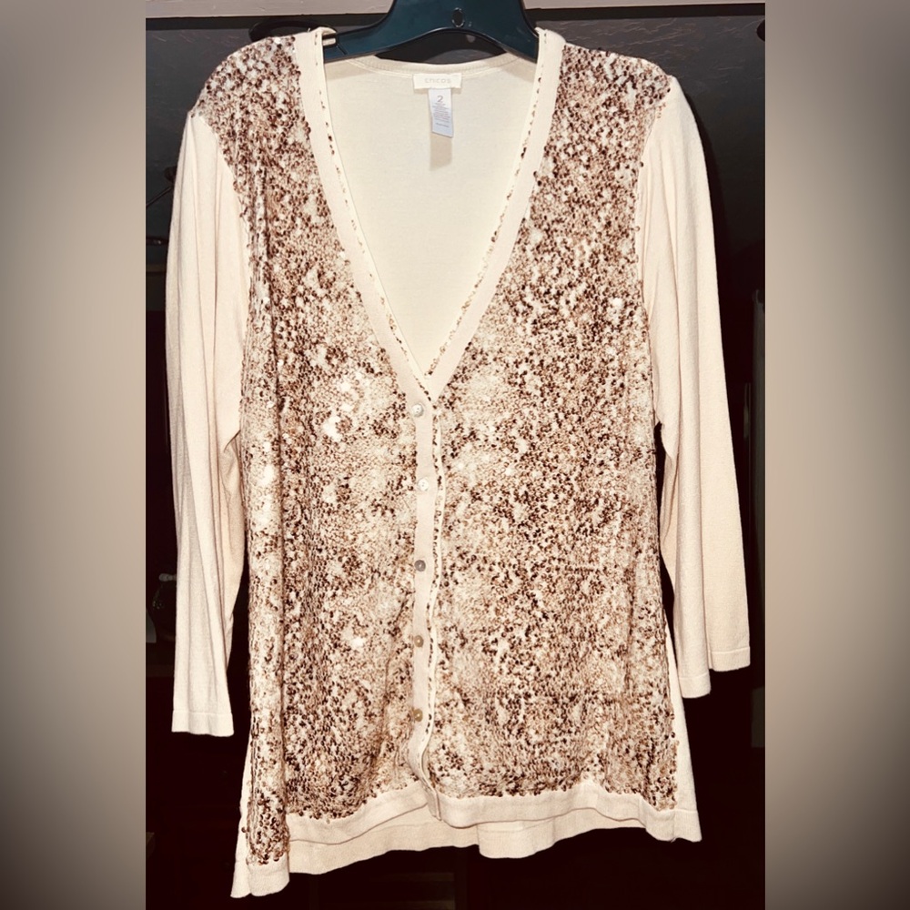 Chico's Embellished with sequins
Animal Print Boyfriend Sweater